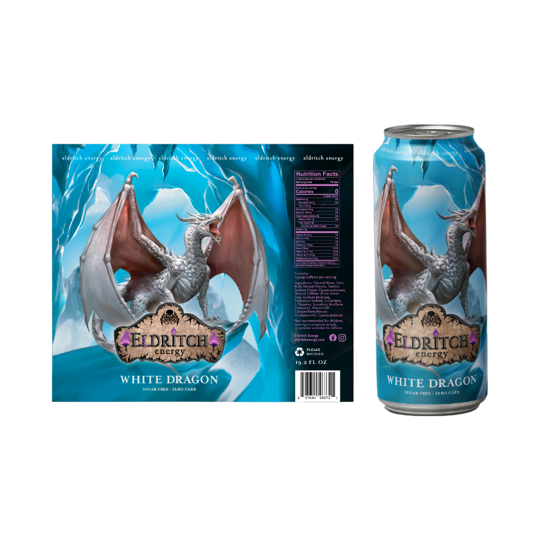 9 Count Eldritch Energy White Dragon sugar free 19.2 oz cans